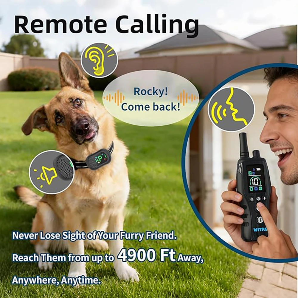 Humane & Safe Dog Training Collar, 4900Ft Long Range Remote Control Collar with 4 Training Modes,Safe for All Small Medium Larg