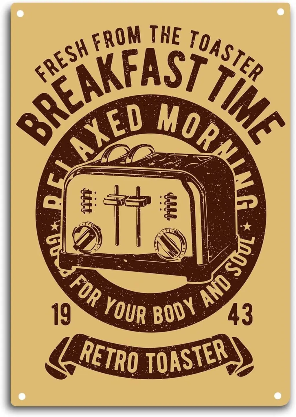 Retro Toaster Tin Sign Room Wall Window Decor Breakfast Time Funny Quote Wall Art Metal Poster Kitchen Garden Garage Indoor sign