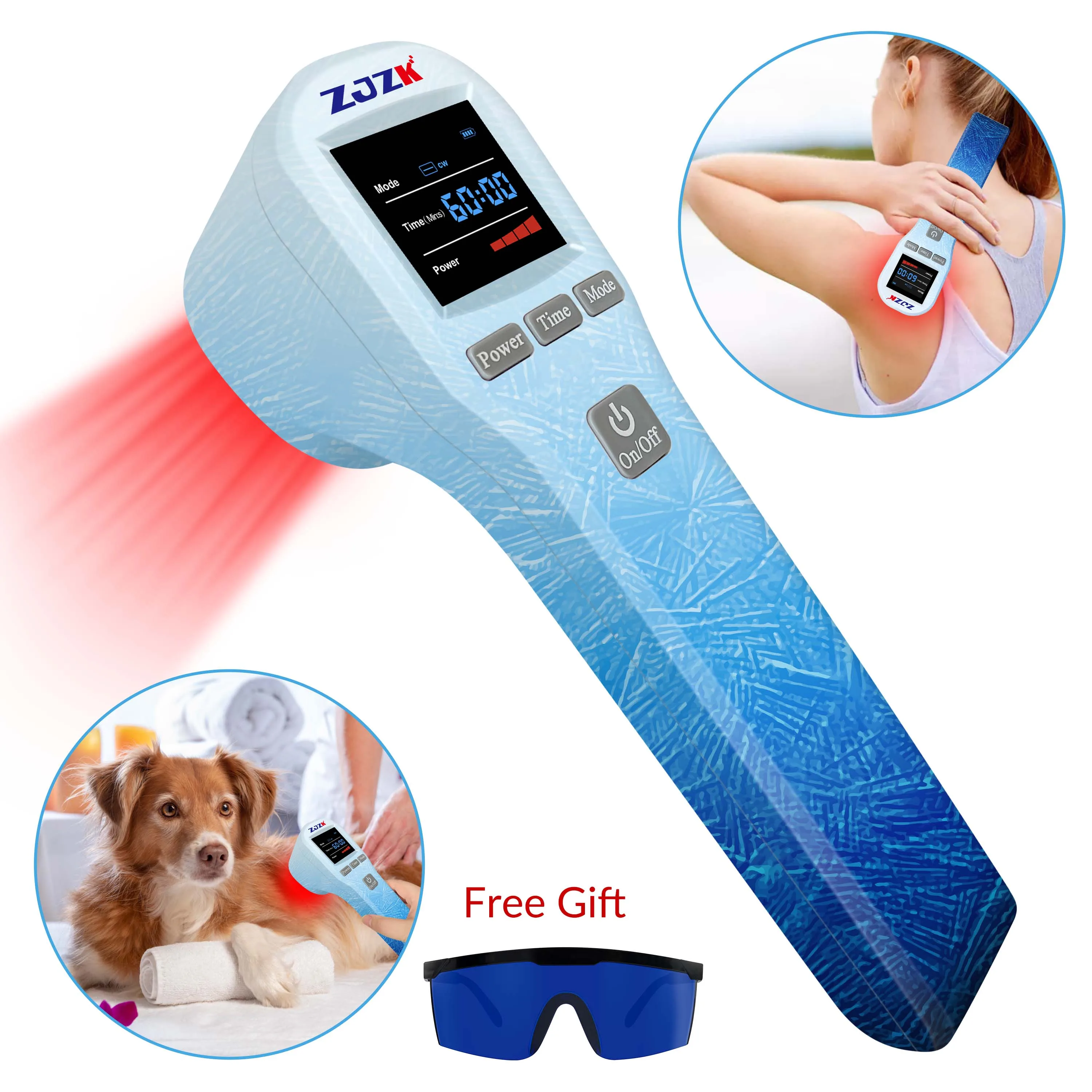 

ZJZK 880mW Laser Used In Physical Therapy 650nmX16Diodes+808nmX4Diodes Red Light Best Laser For Pain Relief Ports Injurise