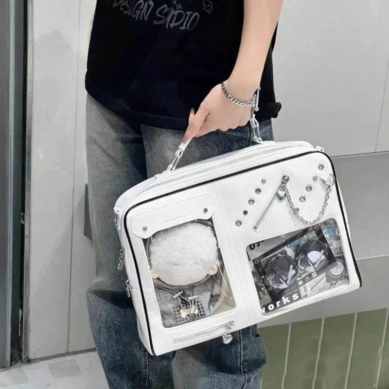 All Match Transparent Zipper Chain Women\'s Handbags Vintage Y2k Aesthetic Laptop Bag Fashion Chic Casual Shoulder Crossbody Bags