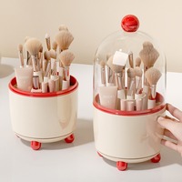 Makeup Brush Storage Tube Rotating Dust-proof with Lid Dresser Large Capacity Compartmentalized Pen Holder Cosmetic Storage Box
