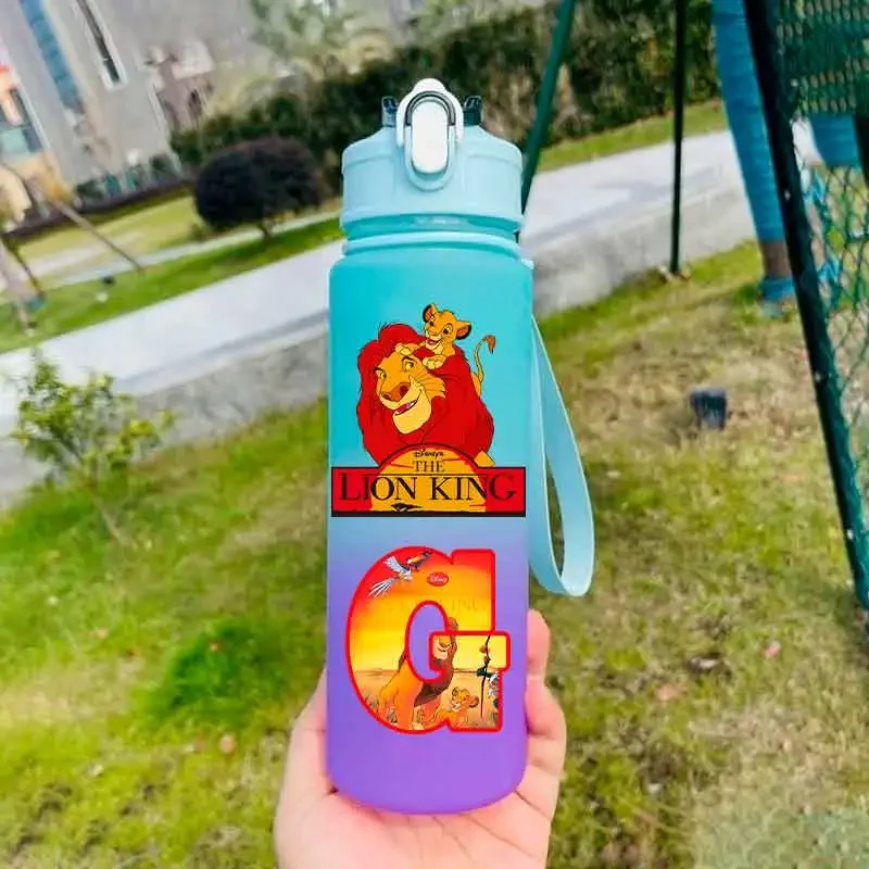 750 مللي الأسد الملك سعة كبيرة التدرج اللون كوب ماء سيمبا أنيمي الكرتون كوب ماء Mufasa هدية طالب القش زجاجة ماء
