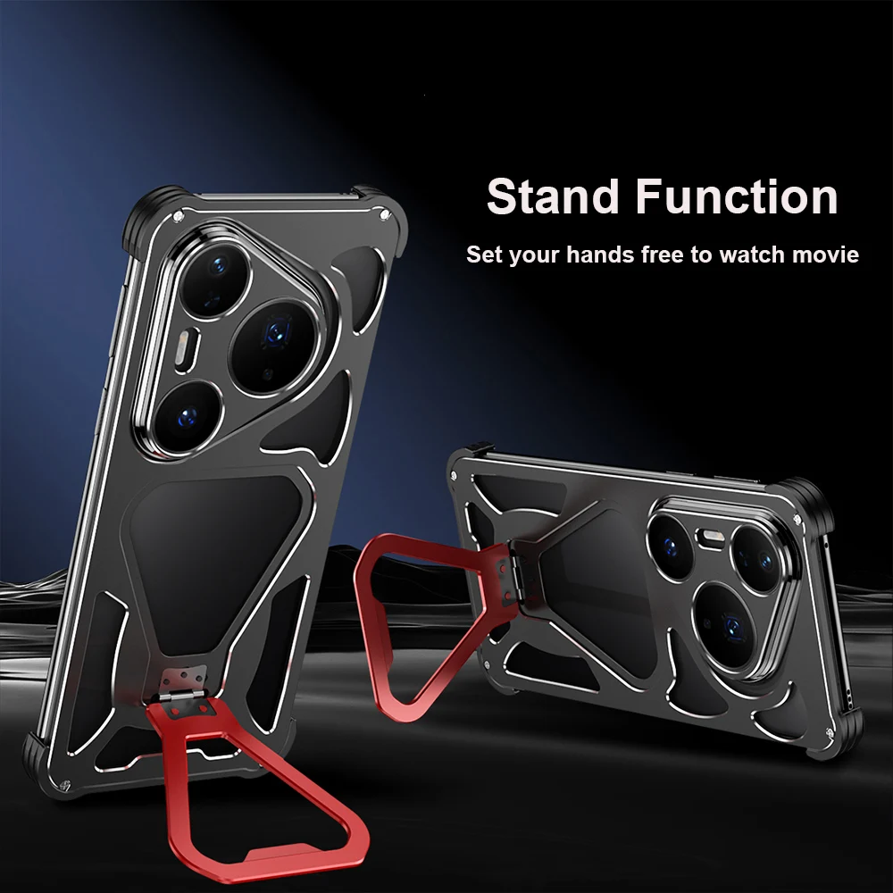 

Luxury Mech-transformable Case For Huawei Pura 80 Pura80 Pro Plus Ultra Phone Cover Aluminum Alloy Bumper Stand Hollow out Funda