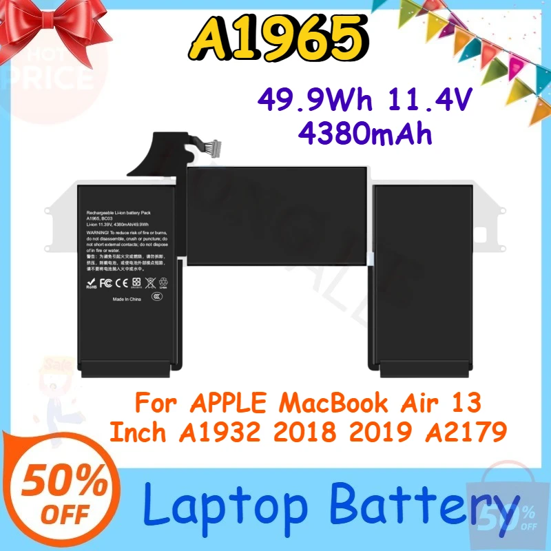 

A1965 49.9Wh 11.4V 4380mAh Laptop Battery for APPLE MacBook Air 13 Inch A1932 2018 2019 A2179 Hot Sale