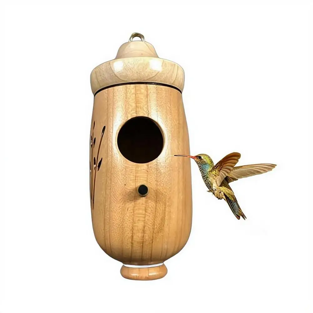 Kolibri-Haus Hängendes Vogelhaus aus Holz Handgefertigtes Nest Wildvogelhaus für Außenbereich Garten Dekoration – Detail 1
