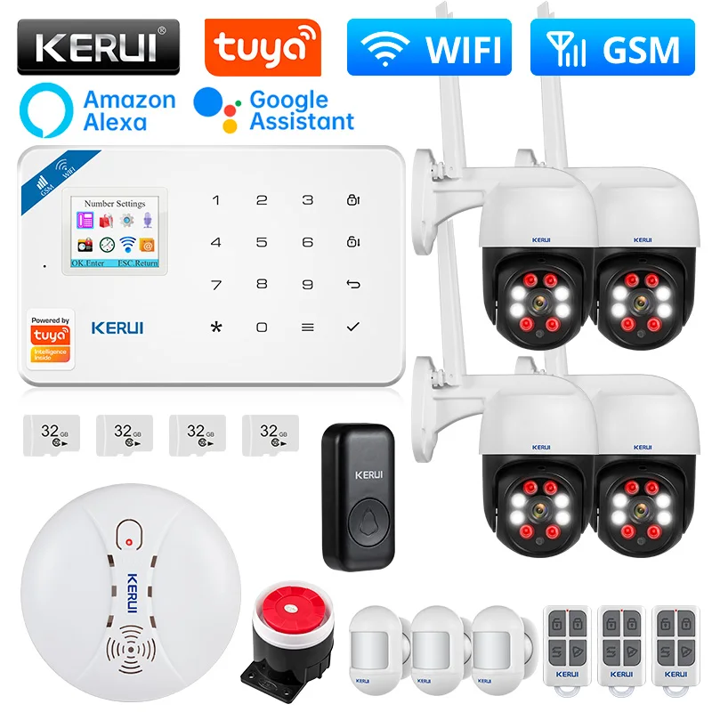 

KERUI W181 Alarm Sytem WIFI GSM Alarm Home Security Kit Smart Life Alexa Motion Sensor Internal IP Camera Siren