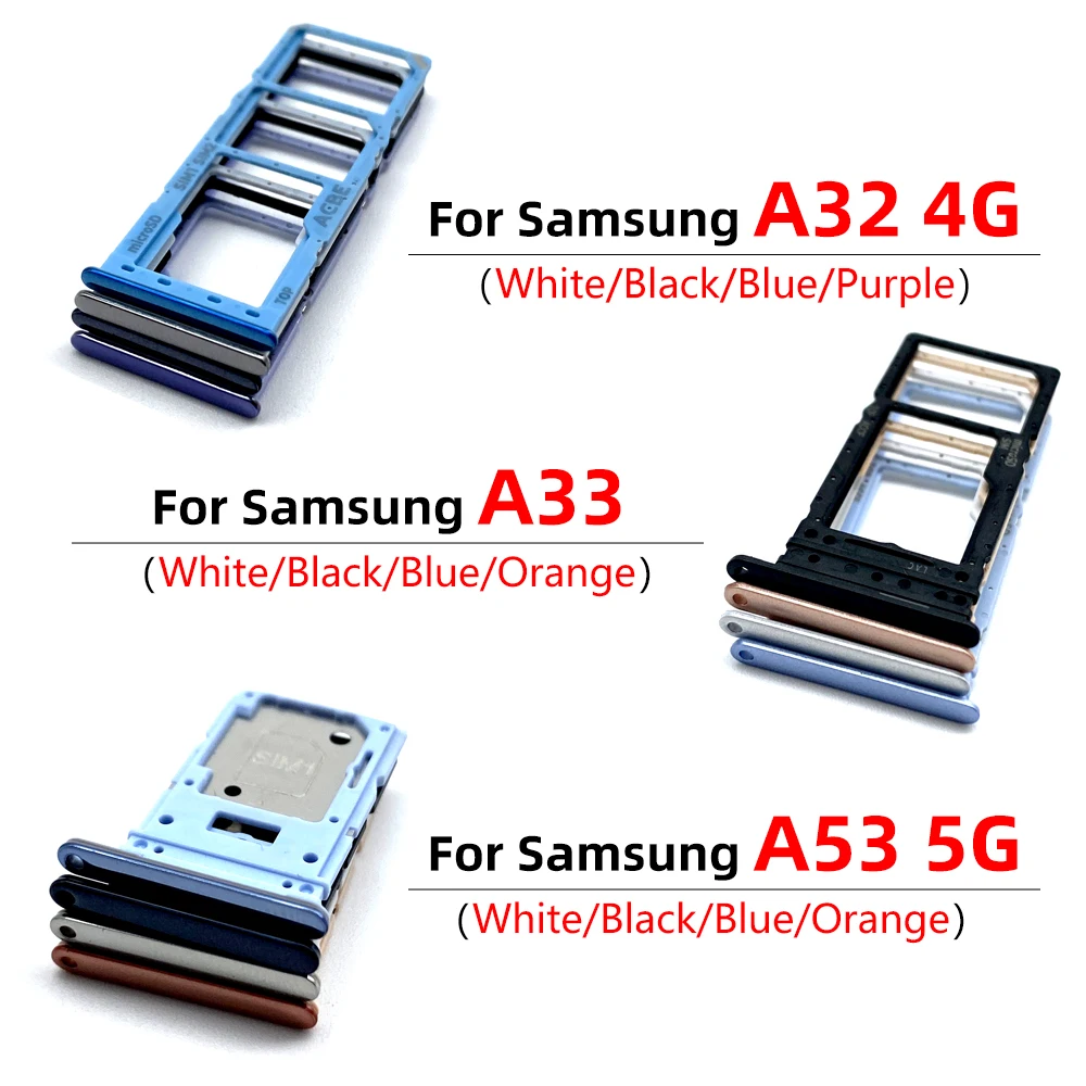 Sim Card Slot Tray Holder SD Card Reader Socket Adapter Replacement Parts For Samsung A32 4G A33 A53 5G A73