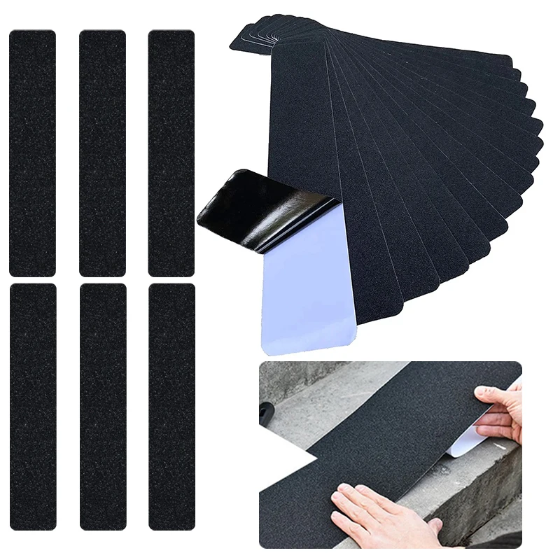 6PCS Black Anti-Slip Stair Tread Tape Waterproof Outdoor Grip Tape Suitable for  Walkways Stairs Ramps Decks Adhesive Strips ZYF