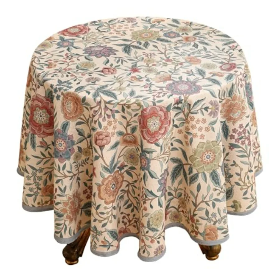 

Дизайнерская винтажная льняная круглая скатерть во французском деревенском стиле с цветочным узором, красочная декоративная накидка на стол для кухни
