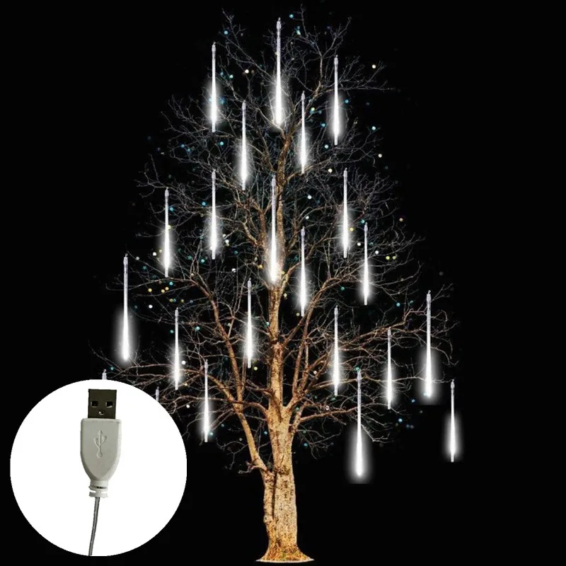 

USB Plug Meteor Shower String Lights Suitable for Wedding Christmas Home New Year Street Decoration Available in Multiple Colors