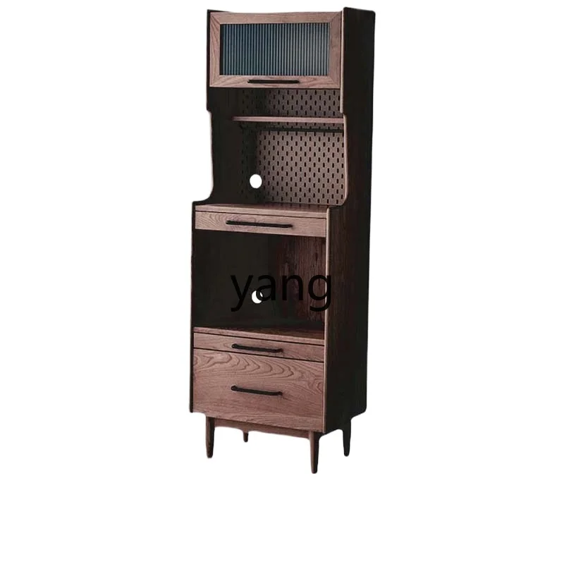 Lmm High Cabinet Integrated Wall Storage Cabinet Cherrywood Glass Microwave Oven Cabinet