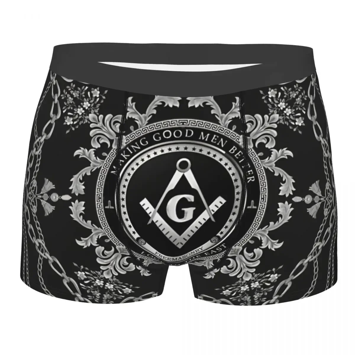 Freemasonry Baroque Design Underpants Breathbale Panties Man Underwear Print Shorts Boxer Briefs