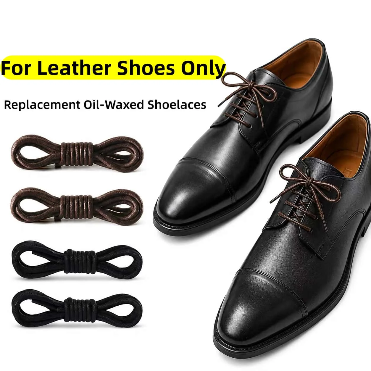 1 Pair of Waxed Round Shoelaces, 90cm Thin Formal Oxford Shoelaces, Suitable for Men's and Women's Formal Leather Shoes