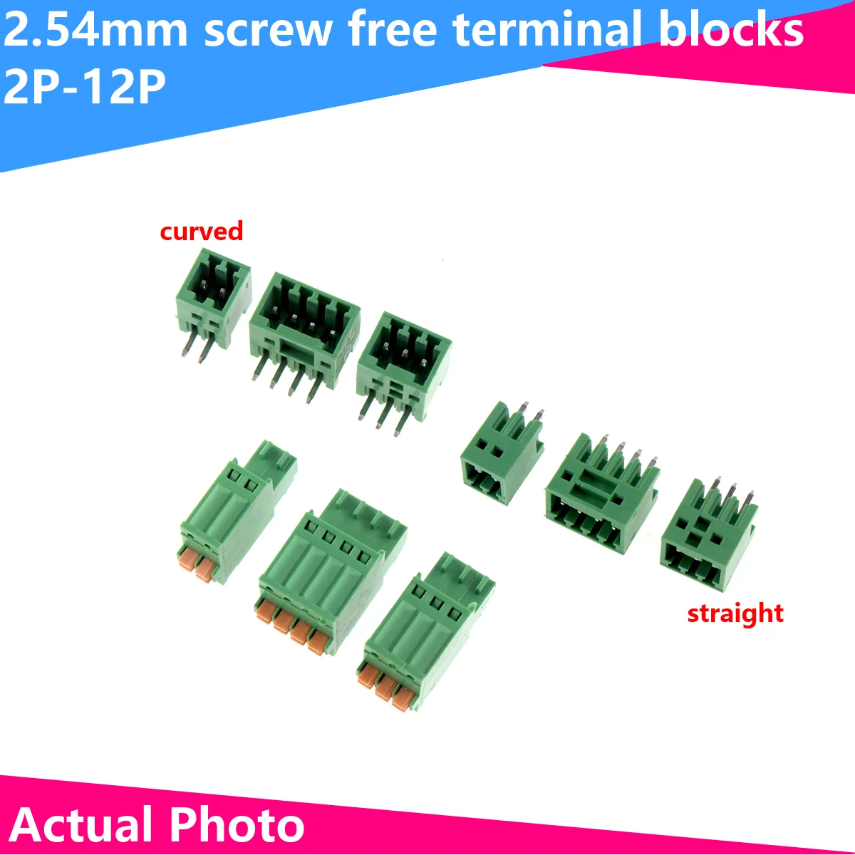 5PCS Screw free plug type terminal KF2EDGKD-2.5 Straight pin/bent pin male/female connector 15EDG-2.54