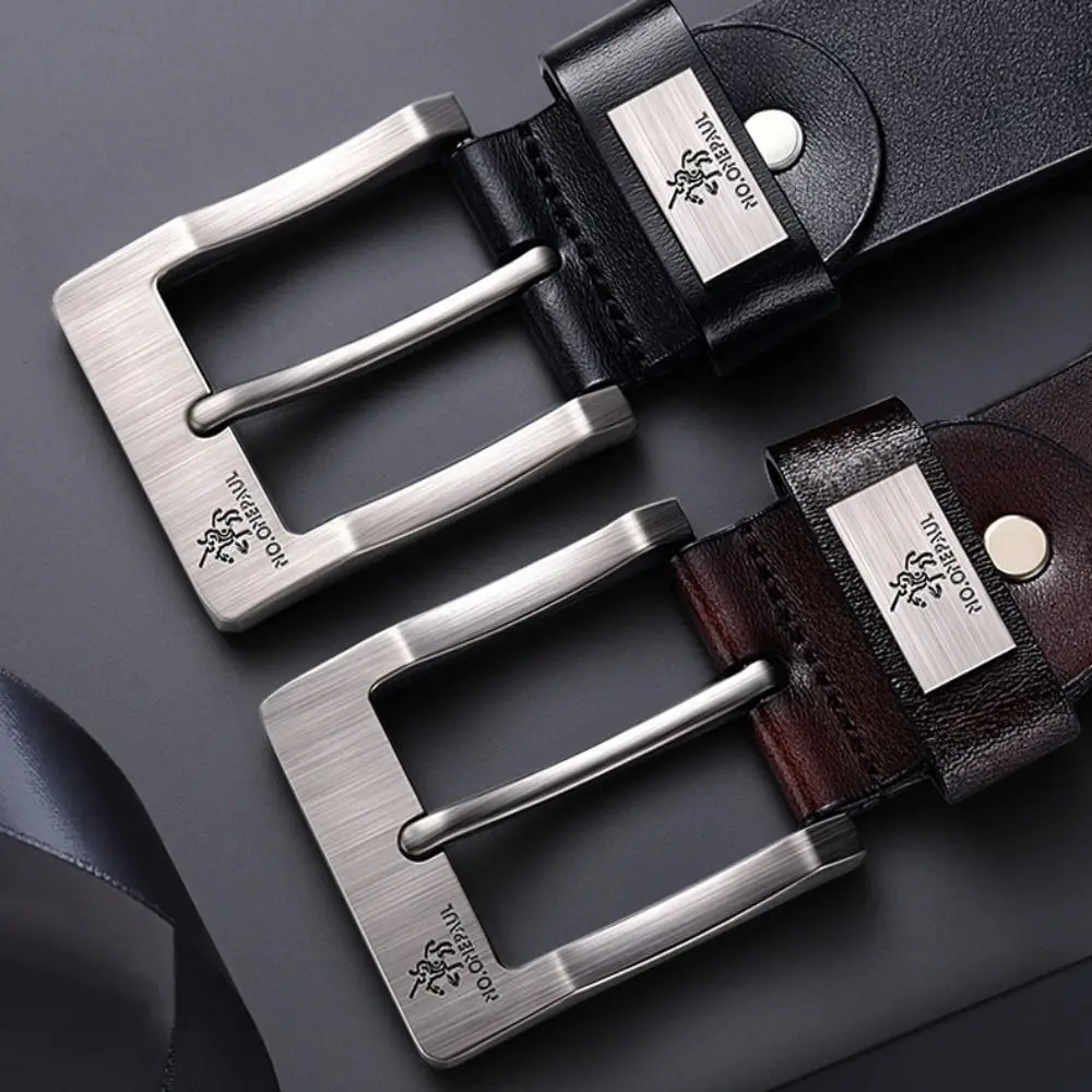 Cinturón de cuero genuino de diseño de lujo a la moda, cinturón de piel de vaca versátil informal, cinturón vaquero de negocios de marca a la moda para hombre