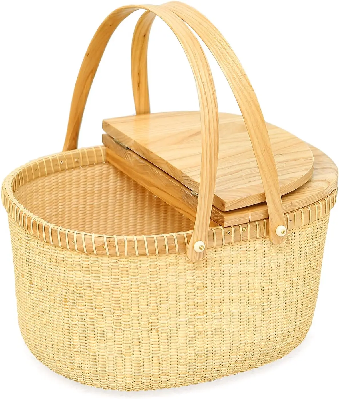 

Nantucket Basket Picnic Basket Perfect for Picnic, Camping, or Any Other Outdoor Cane-on-Cane Weave Picnic Basket with