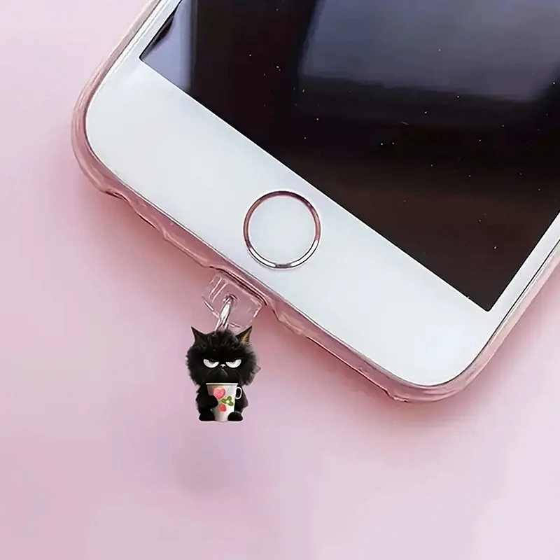 Mobiele telefoon stofplug hanger, schattige kat hond klaver ontwerp voor iPhone Type-C oplaadpoort