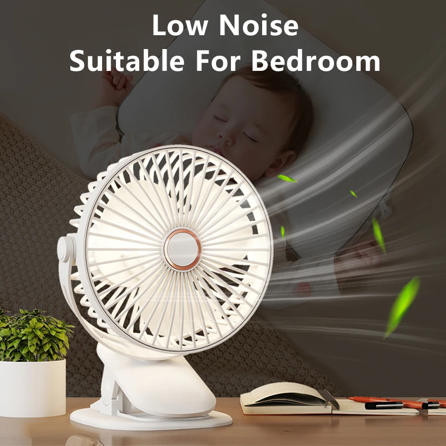 Portable Clip on Fan Small Powerful 3 Speed Quiet 360° Rotate USB Rechargeable Mini Personal Cooling Fan for Desk Table Gift