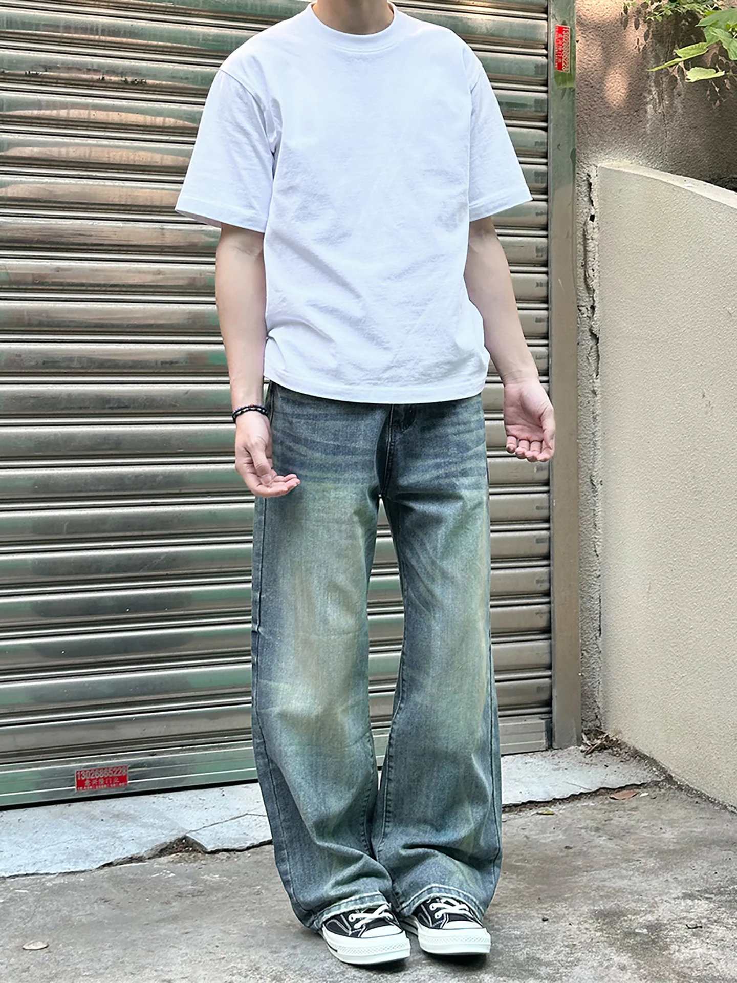 Американские джинсы в стиле ретро Cleanfit, свободные повседневные прямые длинные брюки для мужчин и женщин, джинсы из хлопка и полиэстера с завязками