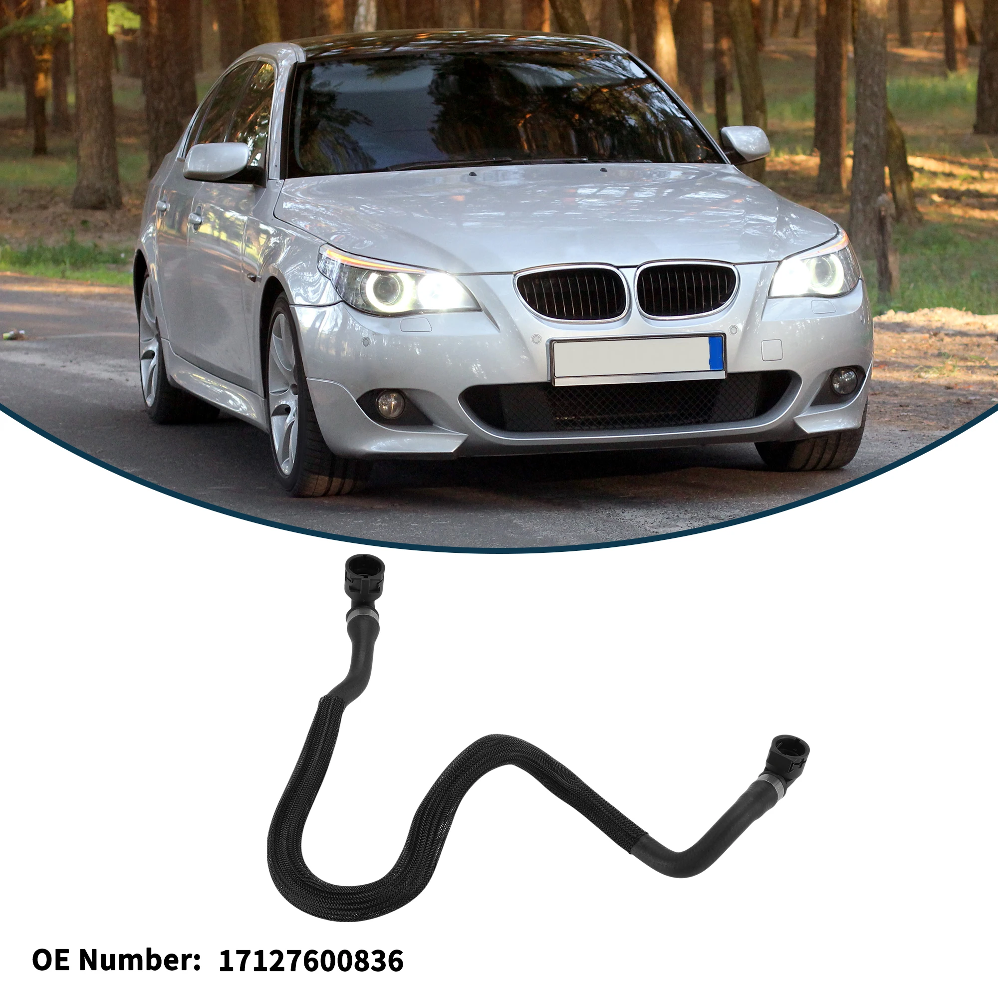 Wąż chłodnicy UXCELL, wąż nagrzewnicy nr 17127600836 do BMW serii 5 2009-2011, gumowy przewód płynu chłodzącego, czarny, 1 szt.