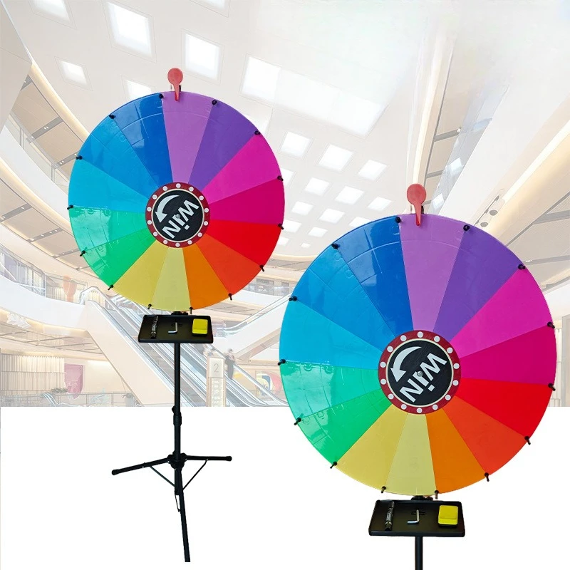 24-inch Prize Wheel Adjustable Height 32-61 inch Desktop Floor Stand Spinner for Party Carnival Tradeshow