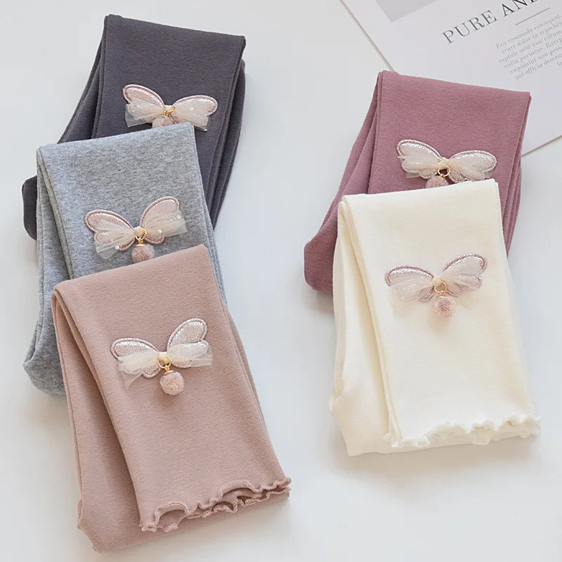 2026 New Spring Collection Pure Cotton Children Leggings Breathable Thin Stylish Daily Outer Long Trousers For Baby Girls