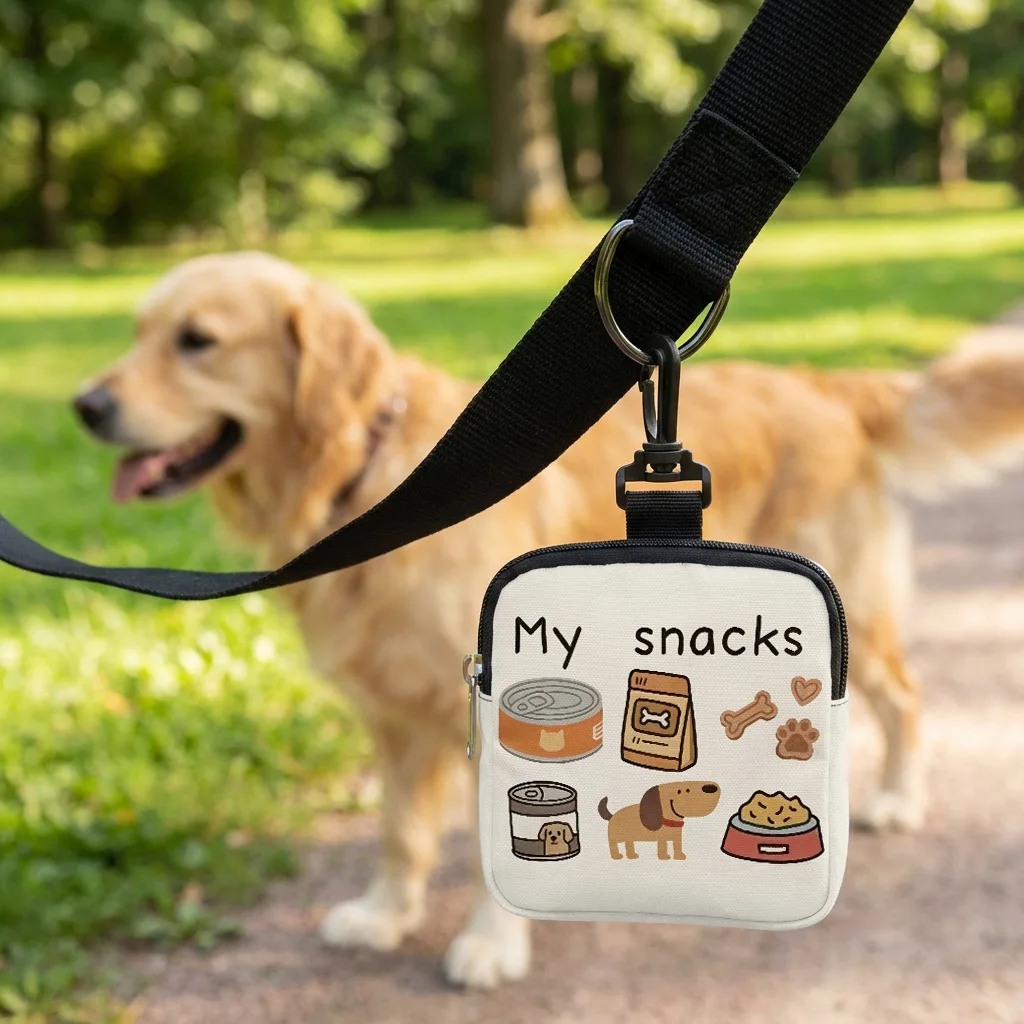 Nueva bolsa de comida para gatos con diseño de dibujos animados, bolsa de comida para perros con estampado de huellas de perro, bolsa para snacks de animales, bolsa portátil para comida de perros para salir, bolsa para snacks de mascotas