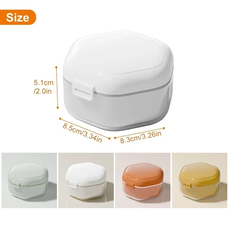 Denture Case, 3 Layers Dentures Box Dentures Bath Container with Basket Denture Holder Retainer Cleaning Case for Mouth Guard