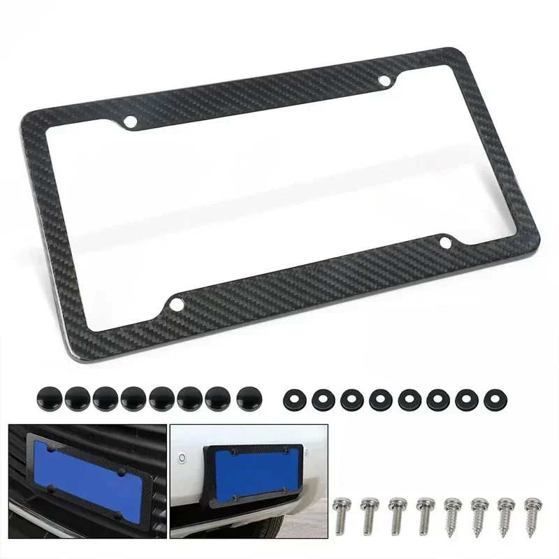 

2/1Set NEW Universal License Plate Frame Carbon pattern Plastic License Plate Frame Bracket with Standard Screw Kits