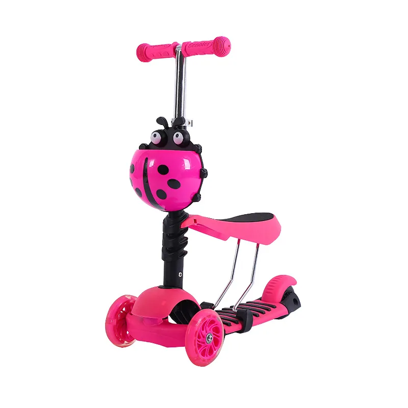 Children\'s Scooter 2-12 Year Old 3-in-1 Children\'s Scooter Seven Star Ladybug with Seating Scooter