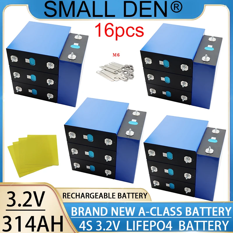 New 16PCS 3.2V 314AH Lifepo4 battery DIY 12V 24V 48V lithium iron phosphate battery camping electric car RV golf cart A-class