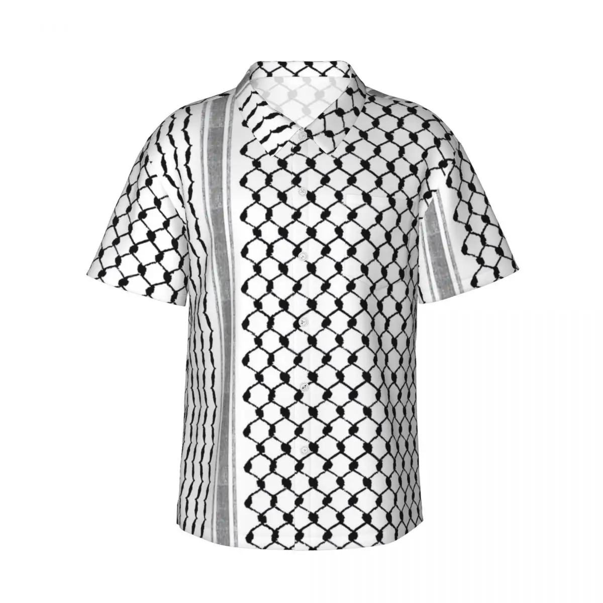 

Palestine Arabic Traditional Keffiyeh Design Summer Shirt Male Beach Casual Shirts Short Sleeve Streetwear Cool Oversize Blouses