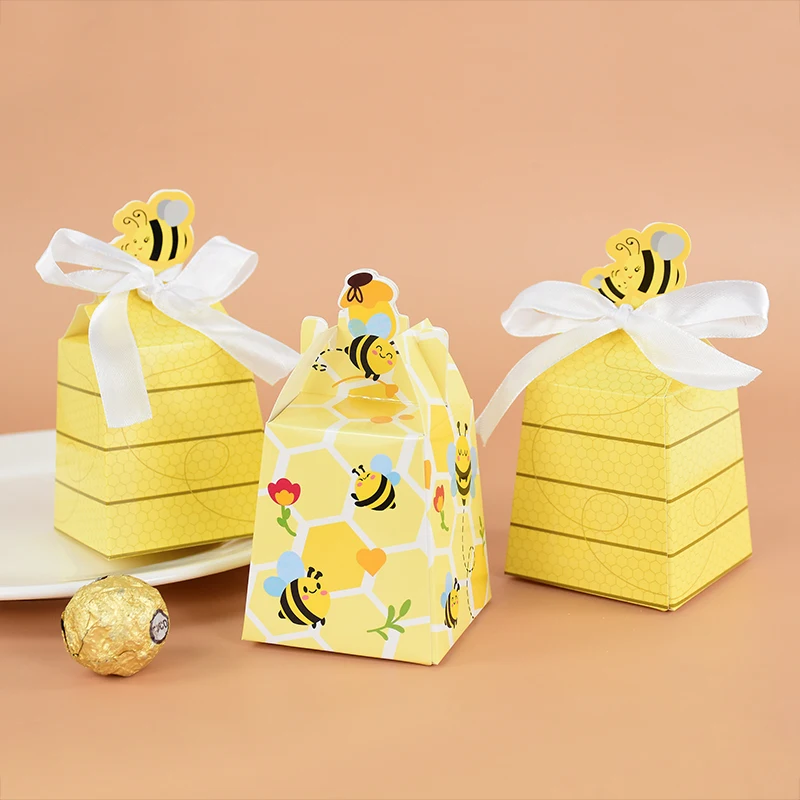 10pcs Cartoon Little Bee Candy Box Kids Birthday Party Decor Wasp Theme Party Favor Box Wedding Baby Shower Party Decor Supplies