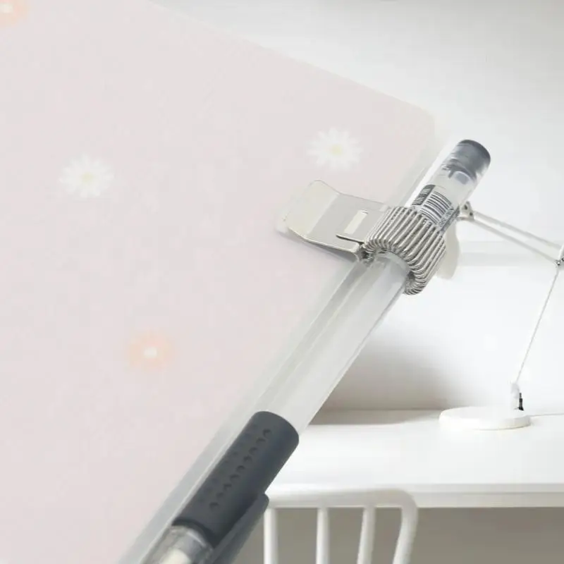 1/3/5Pcs Multifunctional Telescopic Spring Electroplating Pen Clip Notepad Portable Spring Pen Slot Fixed Stationery Accessories