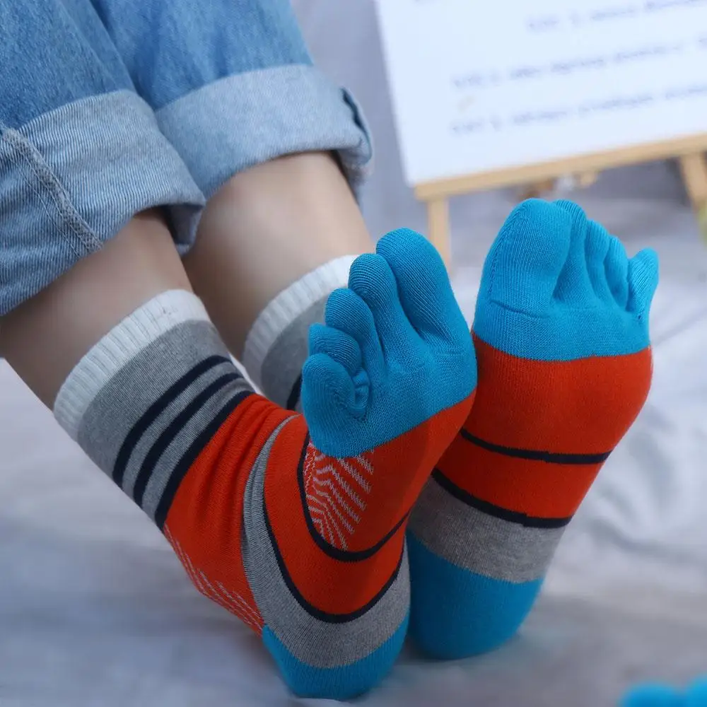 Soft Simple Trendy Long Tube Split-toed Socks Thick Cotton Five Finger Socks Man Socks Middle Tube Hosiery