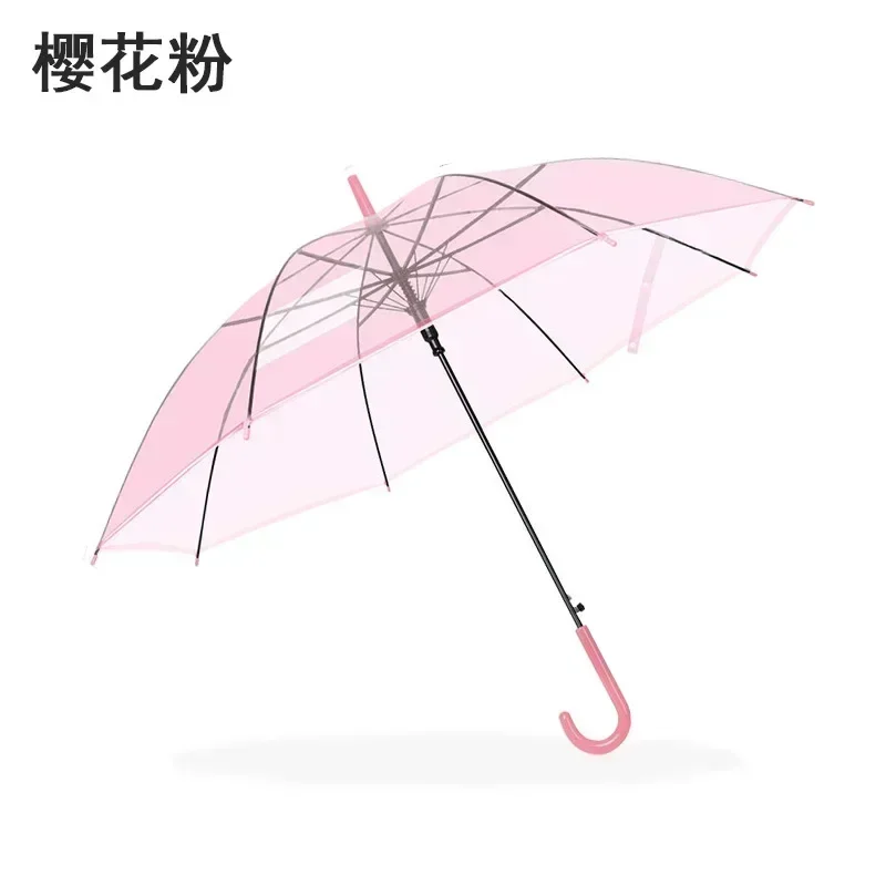 Automatic Transparent Umbrella for Students and Children Long Handle Straight Rod Environmentally Friendly Transparent Umbrella