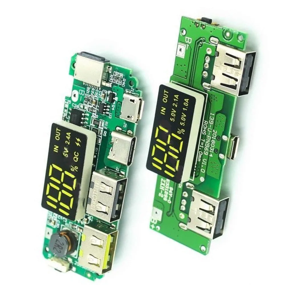 18650 lithium battery digital display charging module TYPE-C Micro USB 5v2.4a 2A dual USB output band display booster module