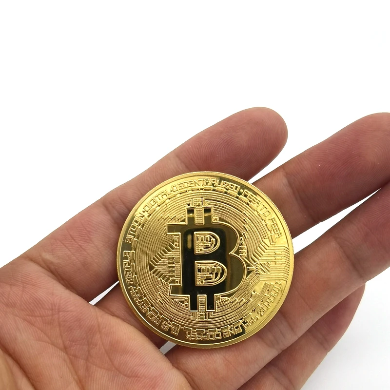 10/50PCS Gold Plated Bitcoin Coin Collectibles Art Collection Gift Physical commemorative Casascius BTC Metal Antique Imitation