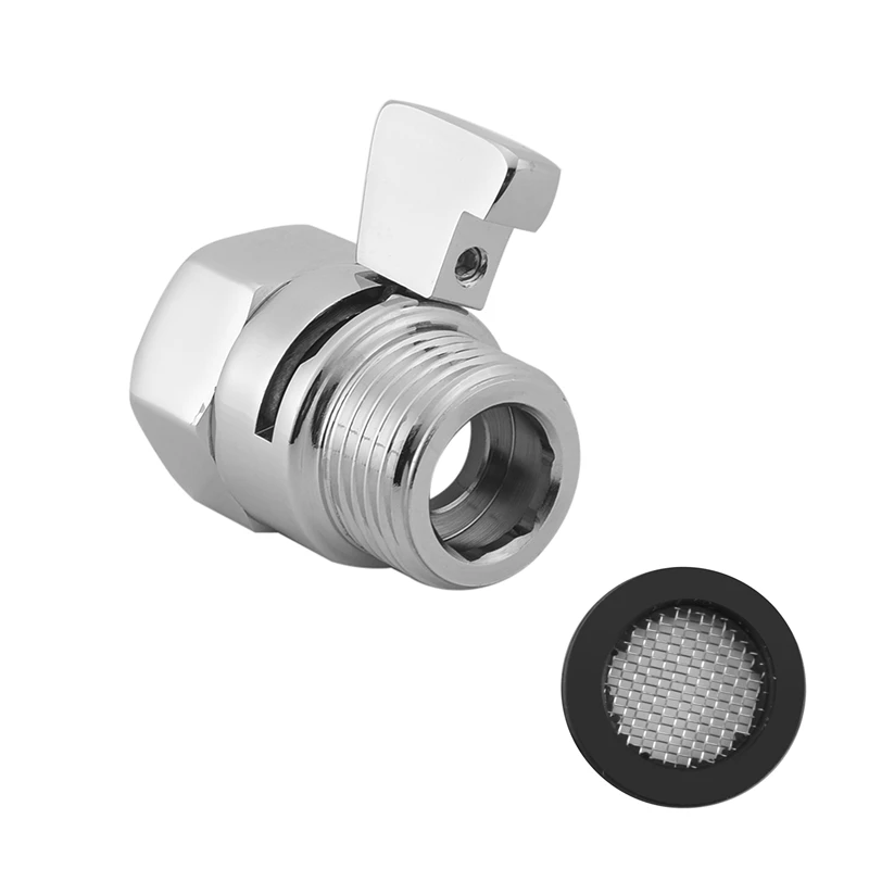 Water Flow Control Shut Off Valve, Brass Adjustable Water Pressure Regulator For Hand Held Shower Head & Bidet Sprayer