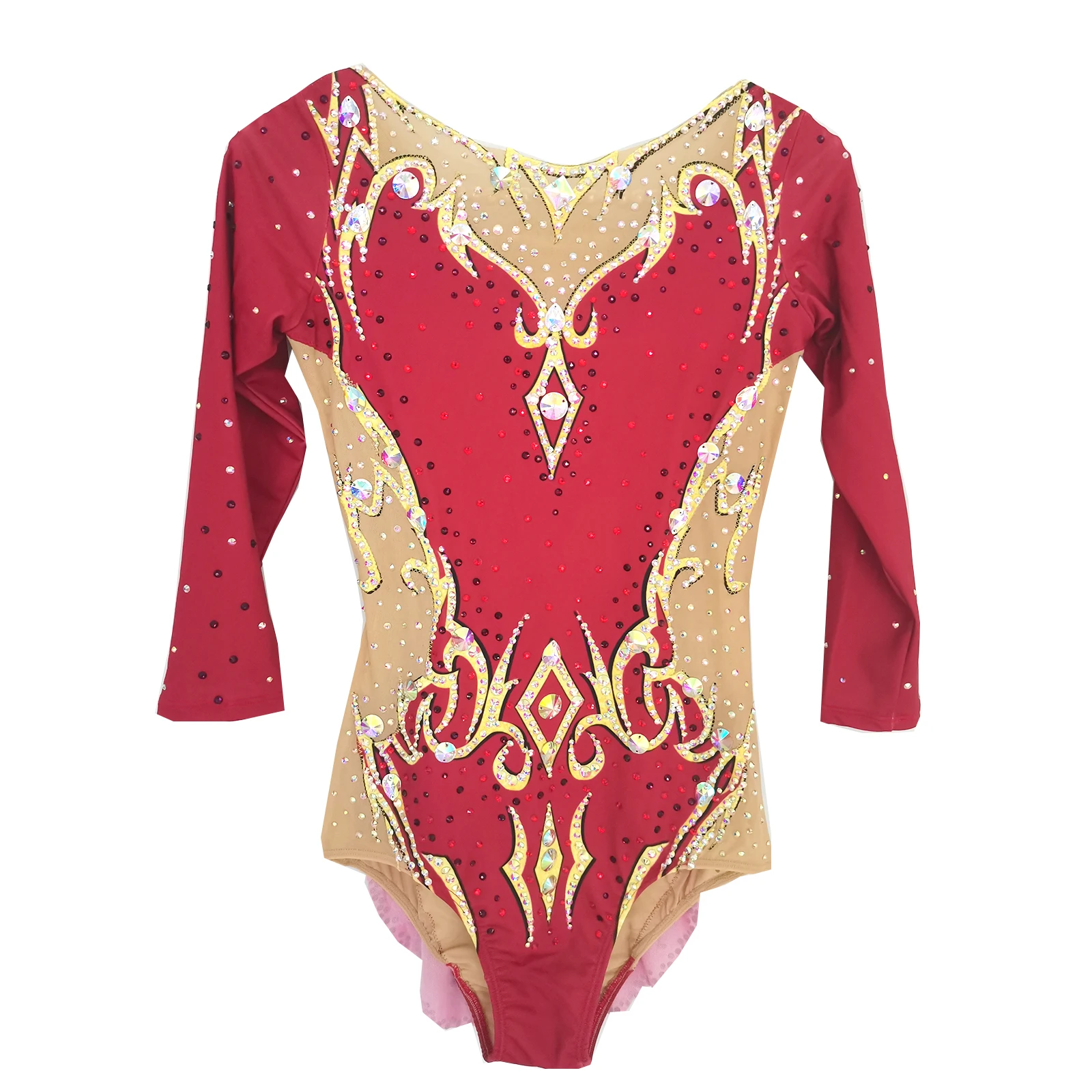 LIUHUO Tùy Chỉnh Nhịp Nhàng Thể Dục Dụng Cụ Leotards Bé Gái Nữ Đỏ Vũ Mặc Thi Unitards