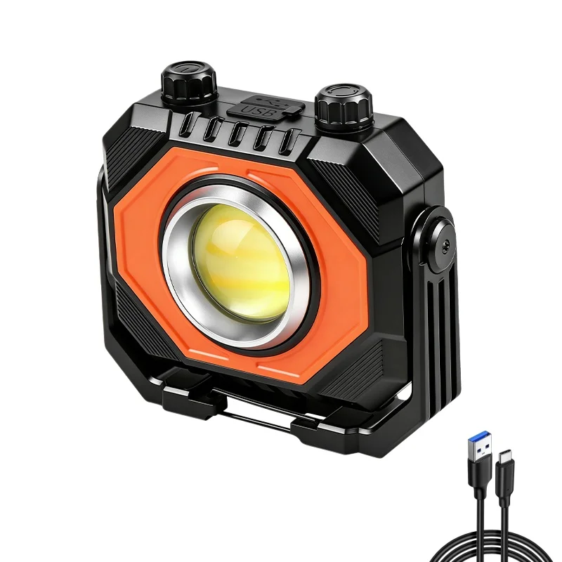 Nieuwe oplaadbare buitenverlichting op zonne-energie, traploos dimbaar COB sterke lamp, multifunctionele werkverlichting voor onderhoud