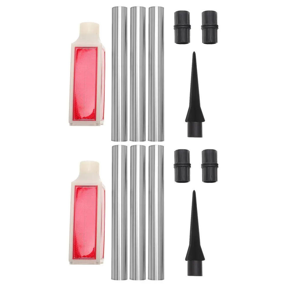 2PCS Solar Roadblock Lights Emergency Strobe Driveway Markers Metal Landscape Reflectors Waterproof Solar Powered Yard