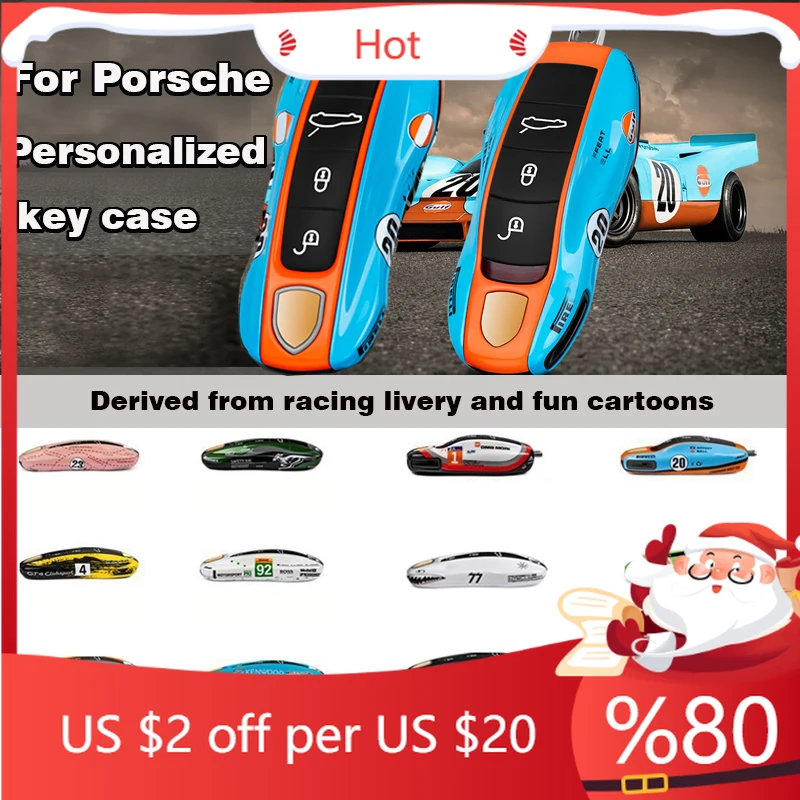 

Hot For Porsche Panamera Cayenne Macan 718 Cayman Boxster 911 Taycan Car 92 Personalized Key Case Protective S Interior Stickers