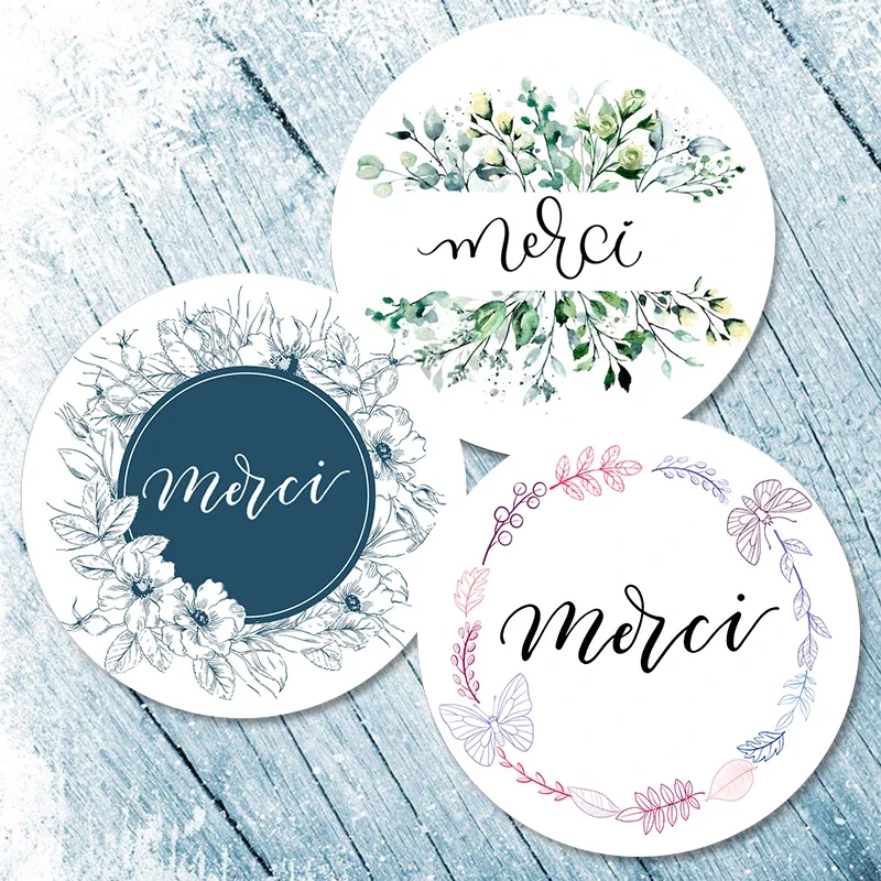 3.5/4.5cm Merci Thank You Stickers for Parties Wedding Xmas Stickers Packaging Seal Labels  Stickers Baking Gift Bag Decorative