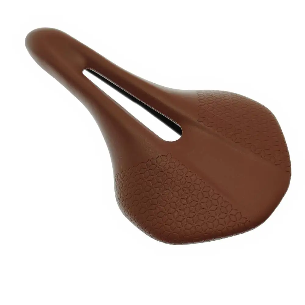 New Brown Leather Bicycle Saddle Hollow Breathable Light Weight Racing Bicycle Bike Seat Cushion Road Mountain Bike Parts 192g