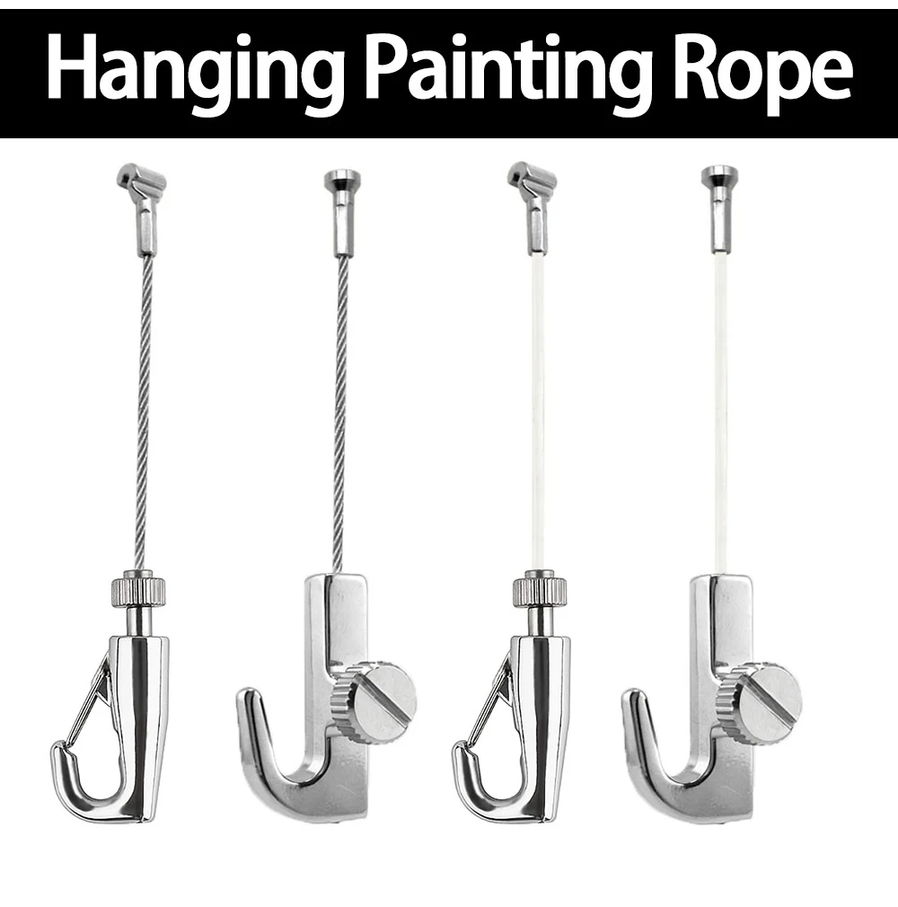 2-10PCS Stainless Steel Wire T-Shaped Nylon Snake Rope Hook Lock for Picture Suspension System Invisible Track Hanging Rope