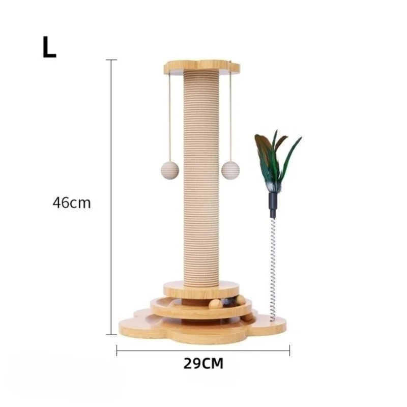 

Pet Cat Toy Solid Wood Cat Turntable Funny Cat Stick Balls Durable Sisal Scratching Board Cat Supplies Cat Grab Column For cat