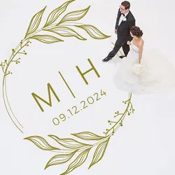 Personalized Wedding Dance Floor Decals Wedding Floor Monogram Vinyl Sticker Party Decor Custom Wedding Name and Date Q081
