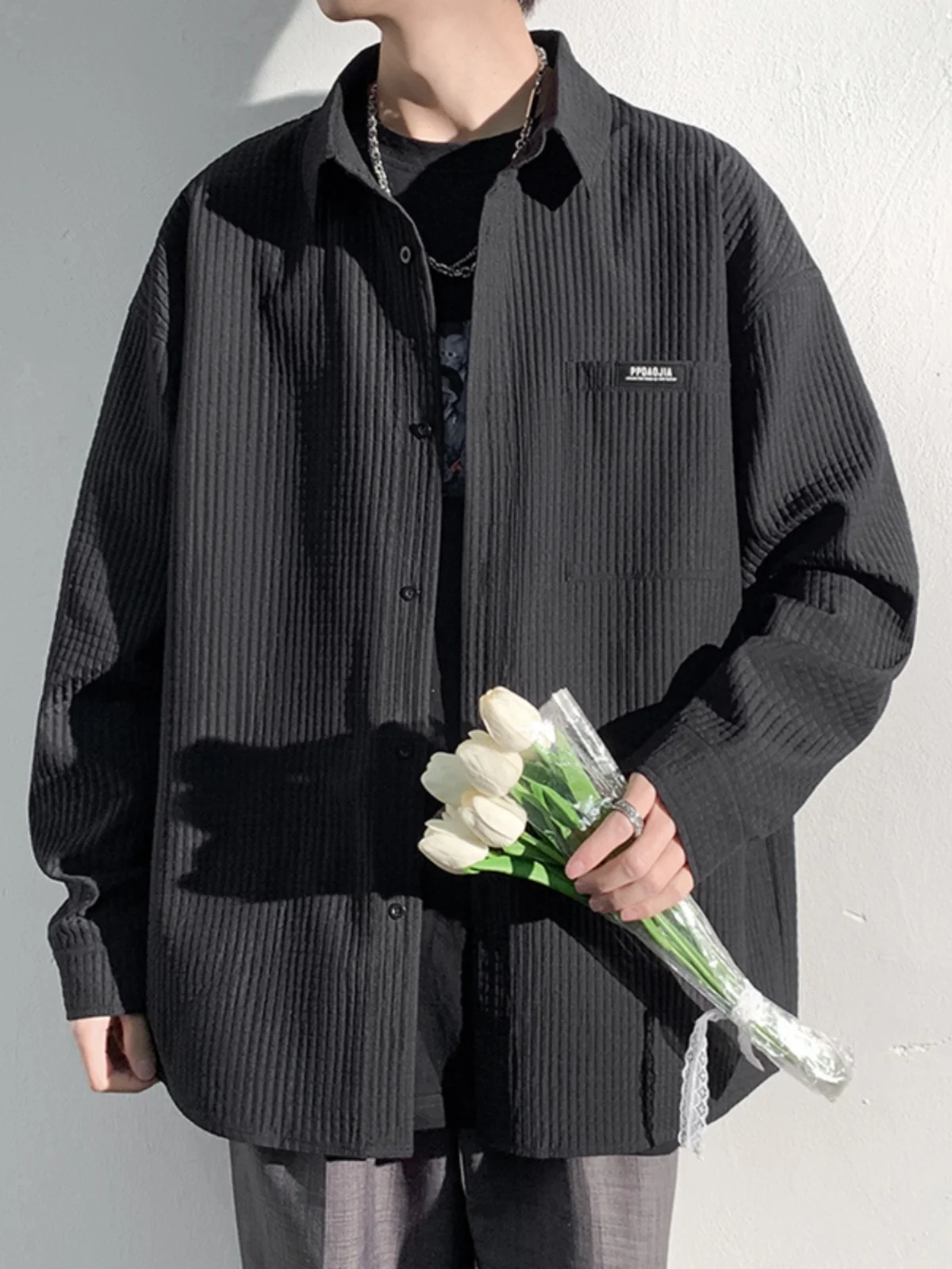 

Мужская утепленная повседневная рубашка с длинным рукавом на флисовой подкладке, свободная верхняя одежда для весны, осени и зимы, модный американский стиль