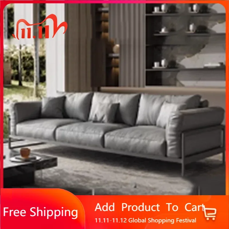 

Salon Leather Living Room Sofa European Designer Wooden Minimalist Daybed Sofa Nordic Italian Minimalist Divano Lounge Furniture